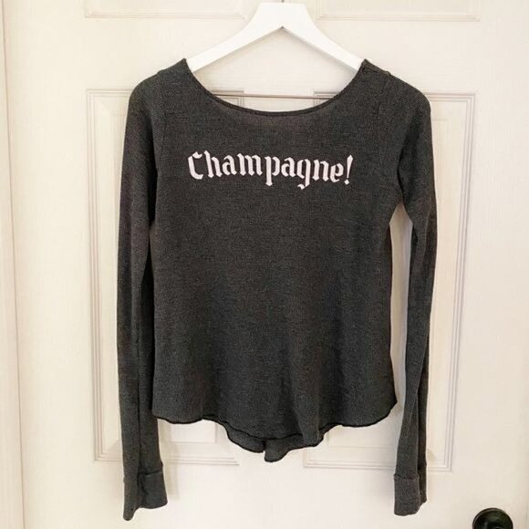 WILDFOX winter diet long sleeve cassidy thermal t-shirt top gray grey size XS - Picture 3 of 9